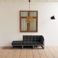  3 Piece Garden Lounge Set with Cushions Solid Pinewood