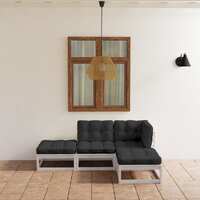  4 Piece Garden Lounge Set with Cushions Solid Pinewood