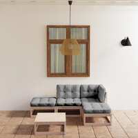  5 Piece Garden Lounge Set with Cushions Solid Pinewood