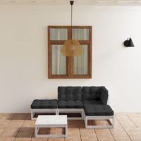  5 Piece Garden Lounge Set with Cushions Solid Pinewood