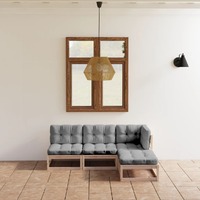  4 Piece Garden Lounge Set with Cushions Solid Pinewood