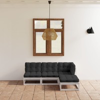  4 Piece Garden Lounge Set with Cushions Solid Pinewood