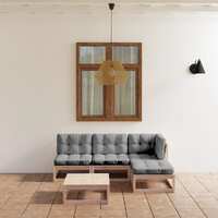  5 Piece Garden Lounge Set with Cushions Solid Pinewood