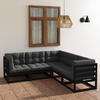  5 Piece Garden Lounge Set with Cushions Solid Pinewood
