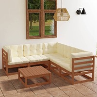  6 Piece Garden Lounge Set with Cushions Solid Pinewood