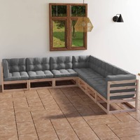  7 Piece Garden Lounge Set with Cushions Solid Pinewood