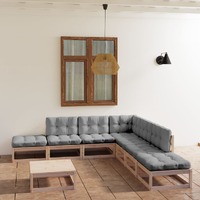  8 Piece Garden Lounge Set with Cushions Solid Pinewood