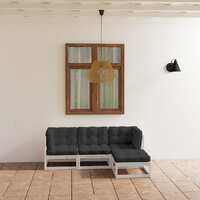  4 Piece Garden Lounge Set with Cushions Solid Pinewood