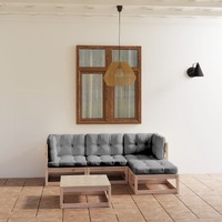  5 Piece Garden Lounge Set with Cushions Solid Pinewood