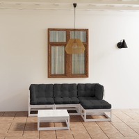  5 Piece Garden Lounge Set with Cushions Solid Pinewood