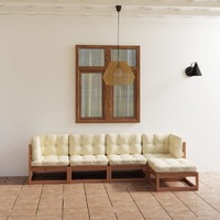  5 Piece Garden Lounge Set with Cushions Solid Pinewood