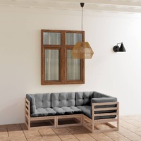 4 Piece Garden Lounge Set with Cushions Solid Pinewood