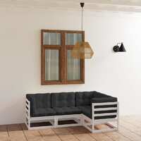  4 Piece Garden Lounge Set with Cushions Solid Pinewood