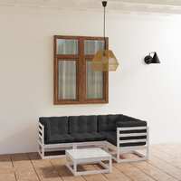  5 Piece Garden Lounge Set with Cushions Solid Pinewood