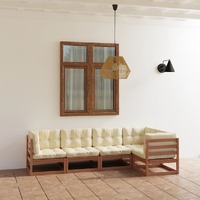  5 Piece Garden Lounge Set with Cushions Solid Pinewood