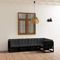  5 Piece Garden Lounge Set with Cushions Solid Pinewood