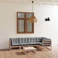  6 Piece Garden Lounge Set with Cushions Solid Pinewood