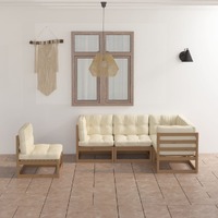  5 Piece Garden Lounge Set with Cushions Solid Pinewood
