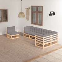  6 Piece Garden Lounge Set with Cushions Solid Pinewood