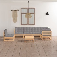  7 Piece Garden Lounge Set with Cushions Solid Pinewood