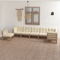  7 Piece Garden Lounge Set with Cushions Solid Pinewood