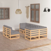  7 Piece Garden Lounge Set with Cushions Solid Pinewood