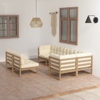  7 Piece Garden Lounge Set with Cushions Solid Pinewood