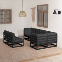  7 Piece Garden Lounge Set with Cushions Solid Pinewood