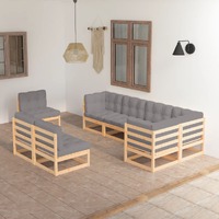  8 Piece Garden Lounge Set with Cushions Solid Pinewood