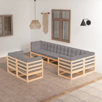  8 Piece Garden Lounge Set with Cushions Solid Pinewood