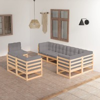  8 Piece Garden Lounge Set with Cushions Solid Pinewood