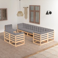  9 Piece Garden Lounge Set with Cushions Solid Pinewood