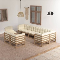  9 Piece Garden Lounge Set with Cushions Solid Pinewood