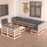  10 Piece Garden Lounge Set with Cushions Solid Pinewood