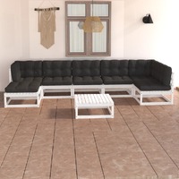  8 Piece Garden Lounge Set with Cushions Solid Pinewood