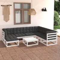  8 Piece Garden Lounge Set with Cushions Solid Pinewood