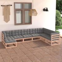  8 Piece Garden Lounge Set with Cushions Solid Pinewood