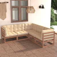  5 Piece Garden Lounge Set with Cushions Solid Pinewood