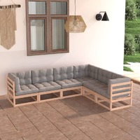  6 Piece Garden Lounge Set with Cushions Solid Pinewood