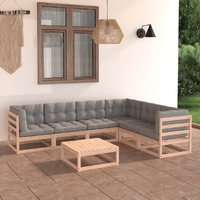  7 Piece Garden Lounge Set with Cushions Solid Pinewood