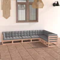  7 Piece Garden Lounge Set with Cushions Solid Pinewood