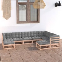  9 Piece Garden Lounge Set with Cushions Solid Pinewood