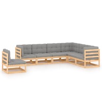  7 Piece Garden Lounge Set with Cushions Solid Pinewood