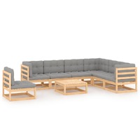  8 Piece Garden Lounge Set with Cushions Solid Pinewood