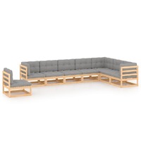  8 Piece Garden Lounge Set with Cushions Solid Pinewood