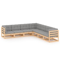  7 Piece Garden Lounge Set with Cushions Solid Pinewood