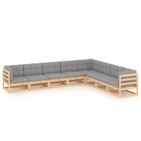  8 Piece Garden Lounge Set with Cushions Solid Pinewood