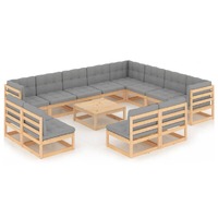 13 Piece Garden Lounge Set with Cushions Solid Pinewood
