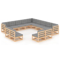  13 Piece Garden Lounge Set with Cushions Solid Pinewood