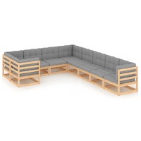  9 Piece Garden Lounge Set with Cushions Solid Pinewood